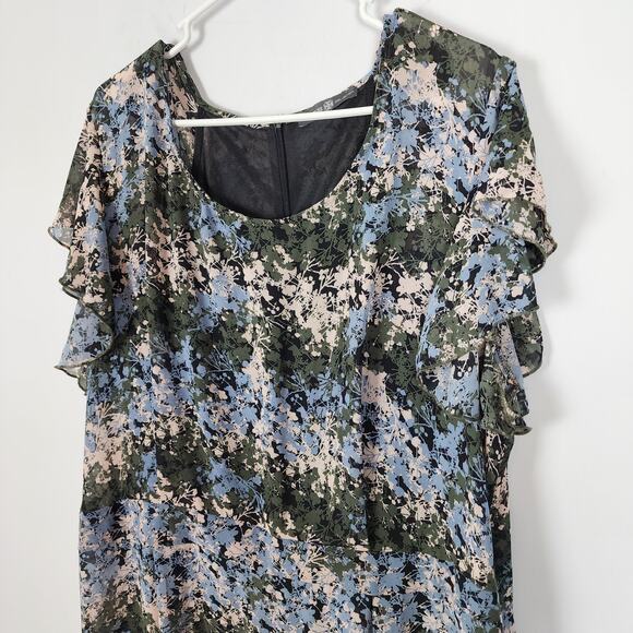 Signature Collection Floral Dress Size 22/24W Flutter Sleeve Art to Wear Office - Picture 4 of 10